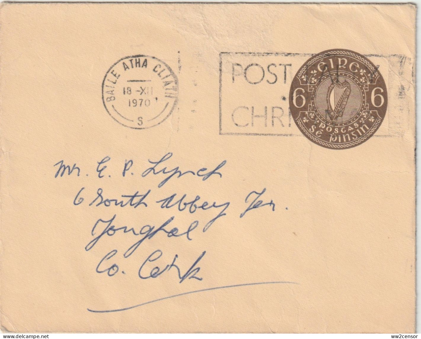 1969 Ireland/Irland 6d Postal Stationery Envelope From Dublin To Cork - High Catalogue Value - Interi Postali