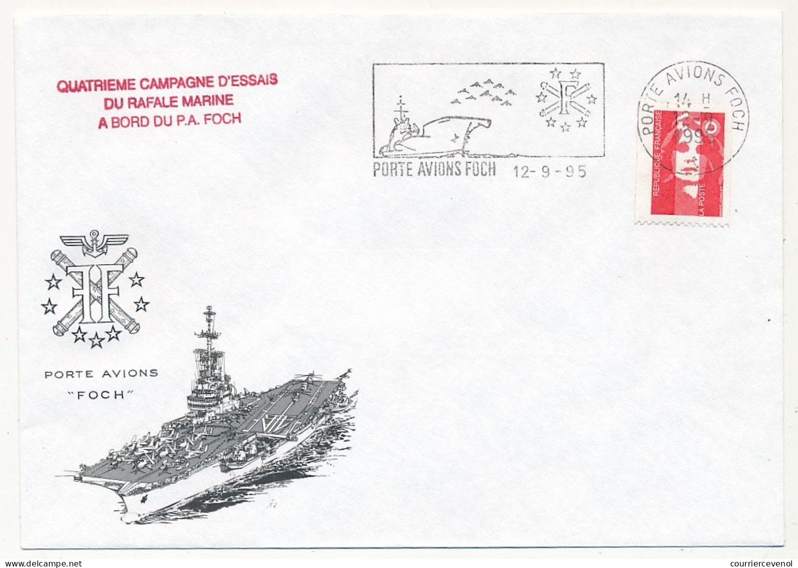 FRANCE - Env. Aff. Briat OMEC Porte Avions Foch 12/9/1995 + Quatrieme Campagne D'essais Du Rafale Marine PA Foch - Naval Post