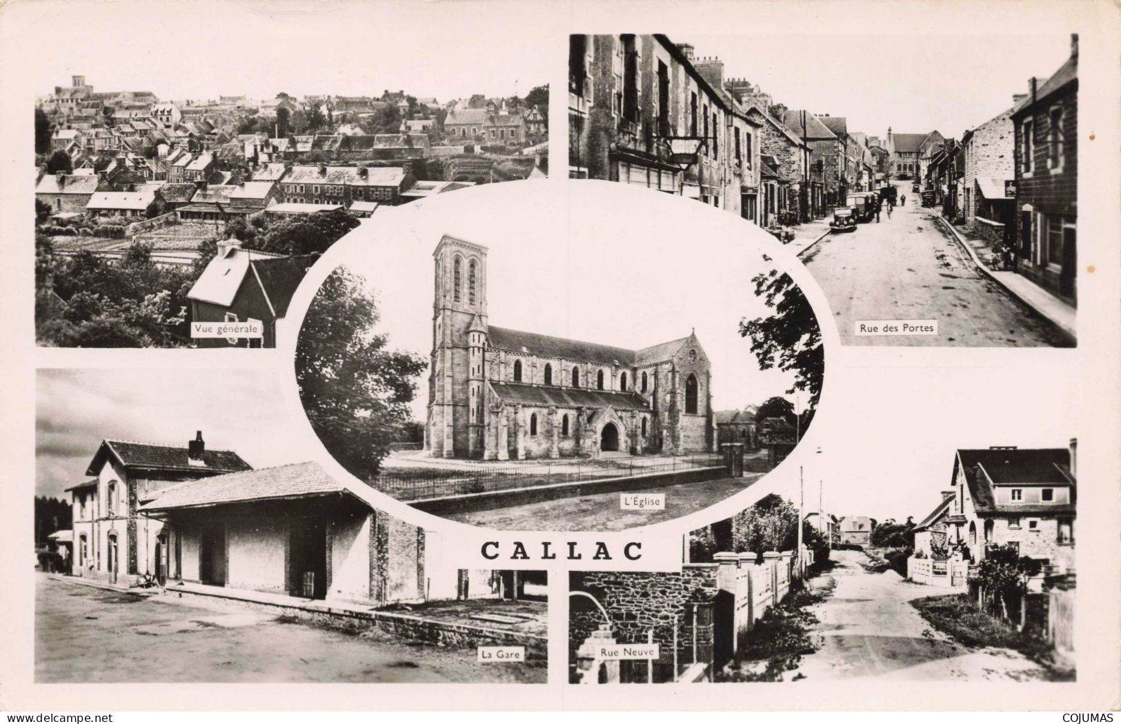 22 - CALLAC - S15749 - Divers Aspects De La Ville - La Gare Automobiles Eglise - CPSM 14x9 Cm - Callac