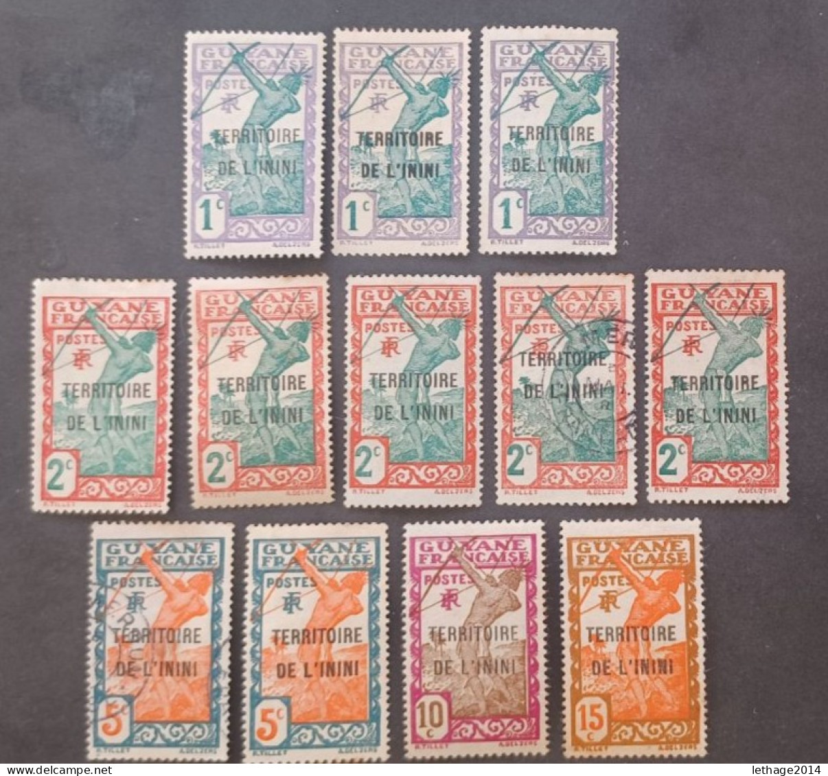 FRANCE COLONIE GUYANE TERRITOIRE DE L ININI 1932 TIMBRES DE GUYANE OVERPRINT ININI CAT YVERT N 1-2-4-5-6 MNHL - Ungebraucht