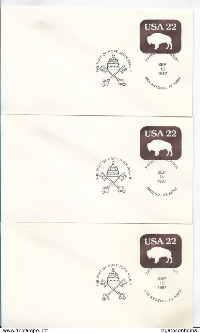 USA 1987 SET OF 9 COVERS WITH SPECIAL POSTMARK VISIT OF POPE JOHN PAUL II TO 9 DIFFERENT CITIES - Other & Unclassified