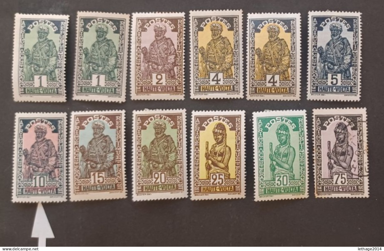 FRANCE COLONIE HAUTE VOLTA 1920 INDIGENOUS CAT YVERT N 43-44-45-48-49-50-51-56 VARIETY 10 CENT COLORS MOVED MNHL - Unused Stamps