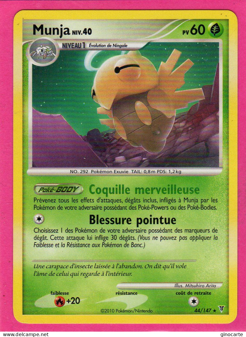 Carte Pokemon Francaise 2010 Platine Vainqueur Suppreme 44/147 Munja 60pv Neuve - Platinum