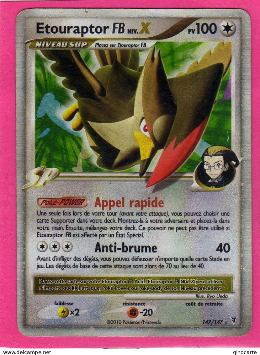 Carte Pokemon Francaise 2010 Platine Vainqueur Suppreme 147/147 Etouraptor 100pv Holo Occasion - Platine