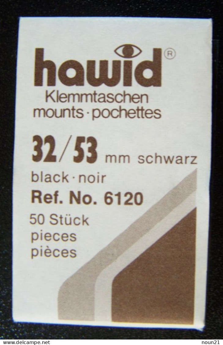 HAWID - Lot De 50 Pochettes Fond Noir - Simple Soudure 32 X53 Mm - Otros & Sin Clasificación