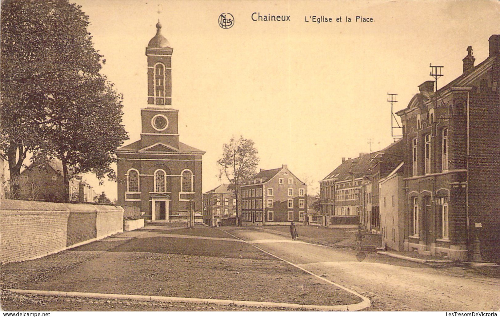 BELGIQUE - CHAINEUX - L'église Et La Place - Carte Postale Ancienne - Altri & Non Classificati