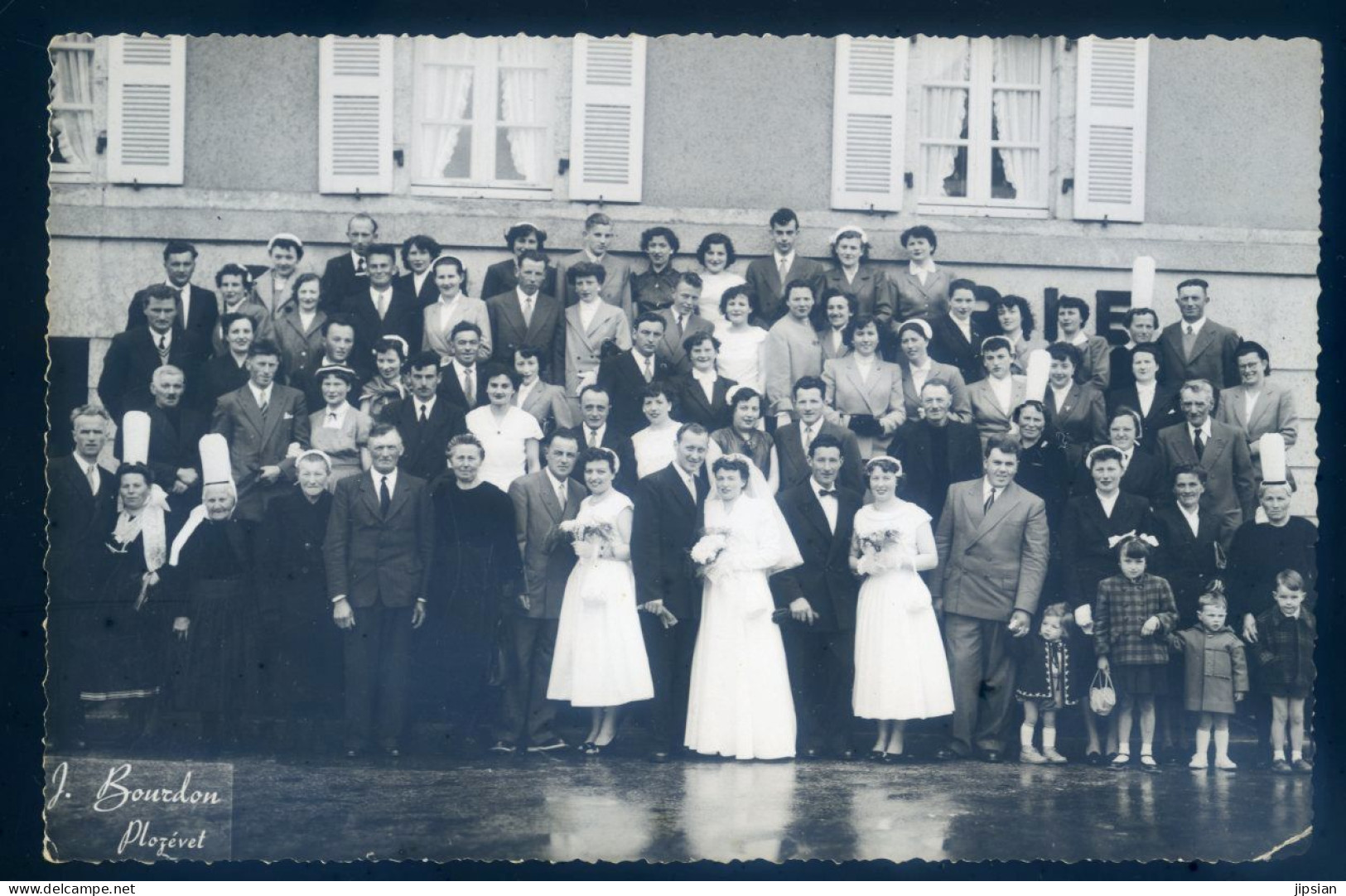 Cpa Carte Photo Du 29 Mariage Breton Coiffe Costumes Bretons -- Photographe Bourdon Plozévet    LANR62 - Plozevet