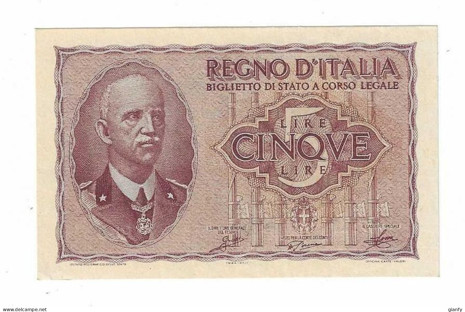 FASCISMO 5 LIRE CON FASCI 1940 FDS - Italië– 5 Lire