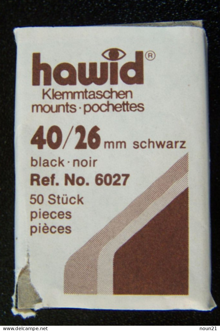 HAWID - Lot De 50 Pochettes Fond Noir - Simple Soudure 40/26 Mm - Andere & Zonder Classificatie