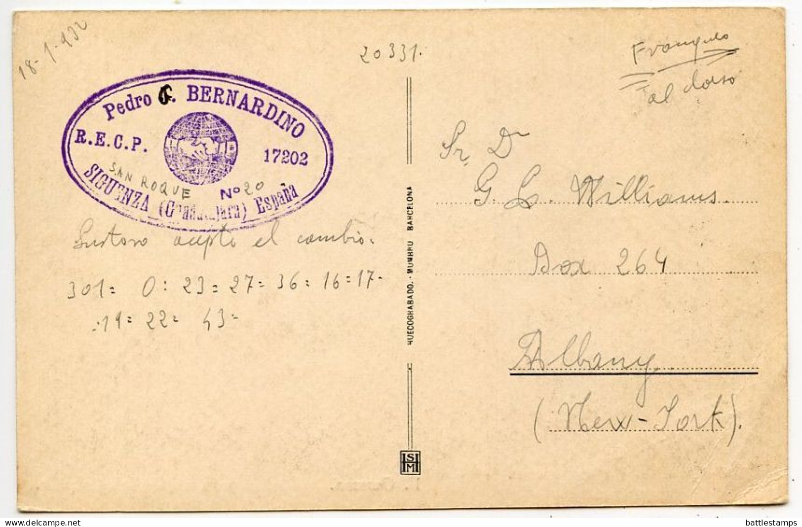 Spain 1932 Postcard Olmeda - Viviendas Para Empleados Y Capilla; Scott 491 Fountain & 518 - 15c. Nicolás Salmerón - Other & Unclassified