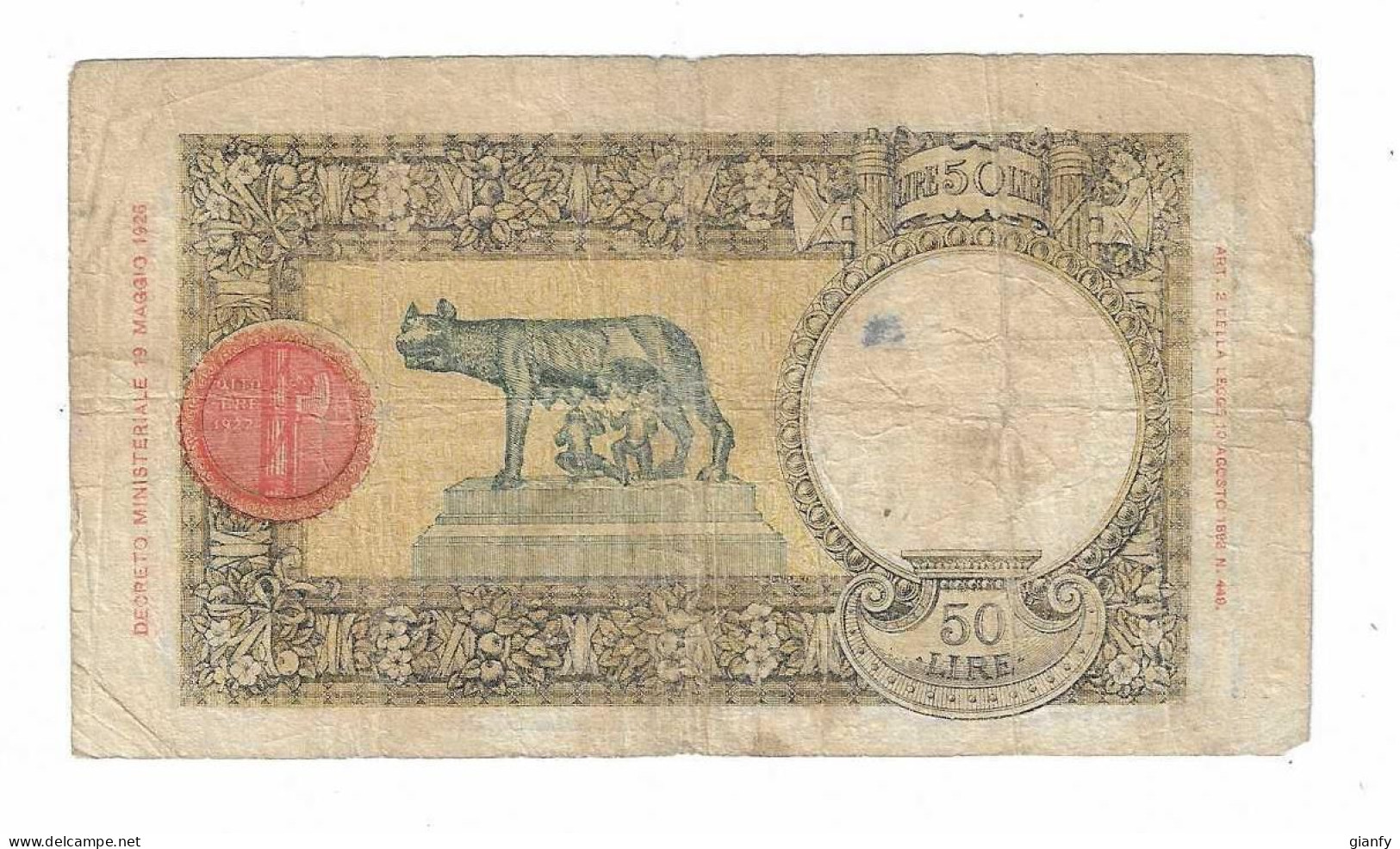 REGNO VITTORIO EMANUELE III 50 LIRE "LUPA CAPITOLINA" CON FASCIO 23.10.1940 B - 50 Liras