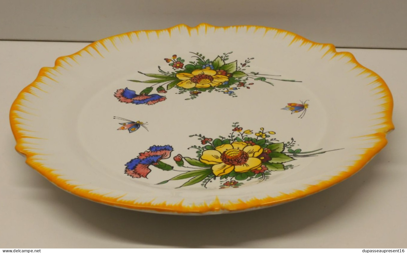 -BELLE ASSIETTE CERAMIQUE ROULLET RENOLEAU BASE SAINT GENIS RARE COULEUR JAUNE   E