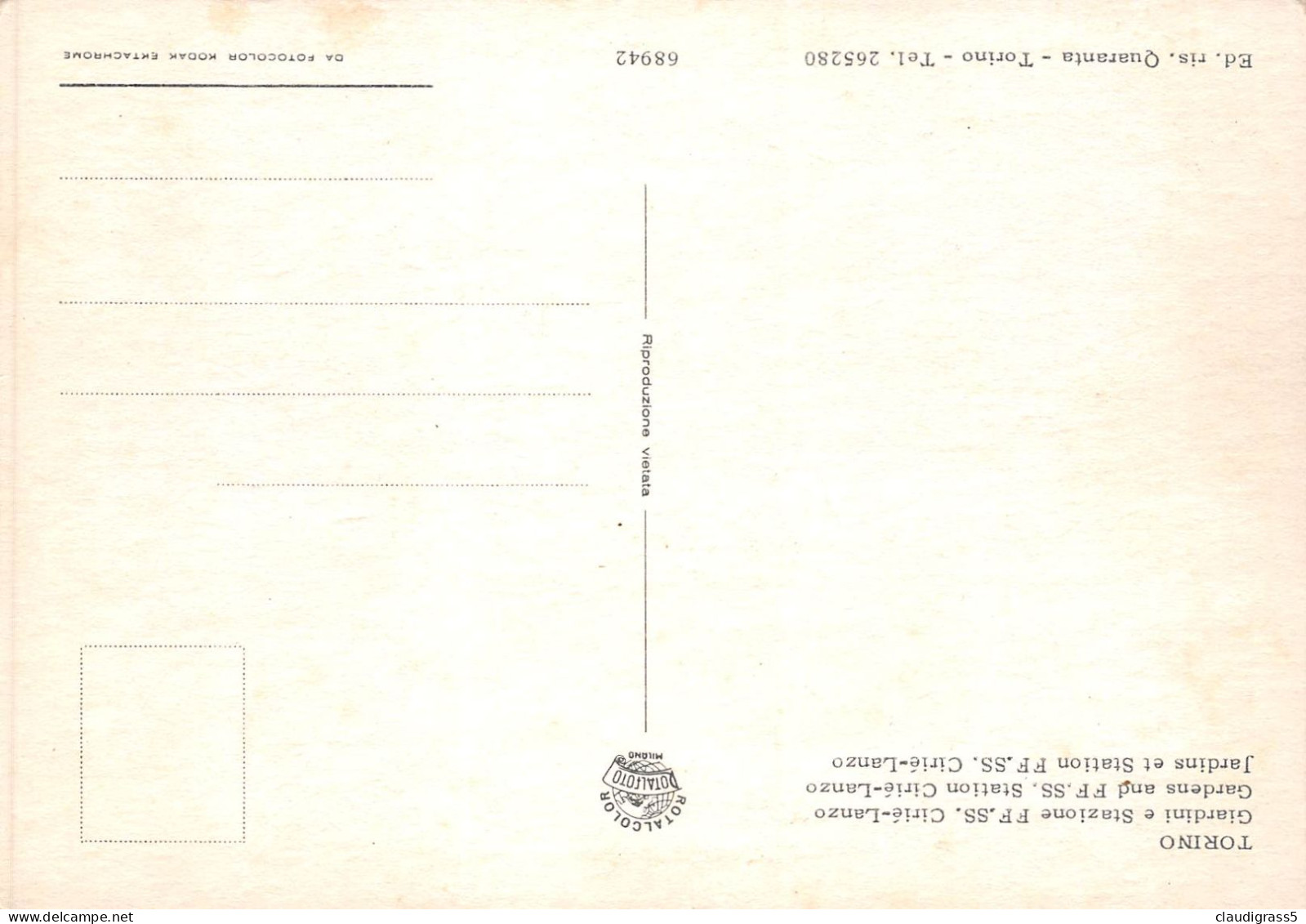 3684  " STAZIONE F.F. S.S. CIRIE' - LANZO E TRENI- GIARDINI " - Transports