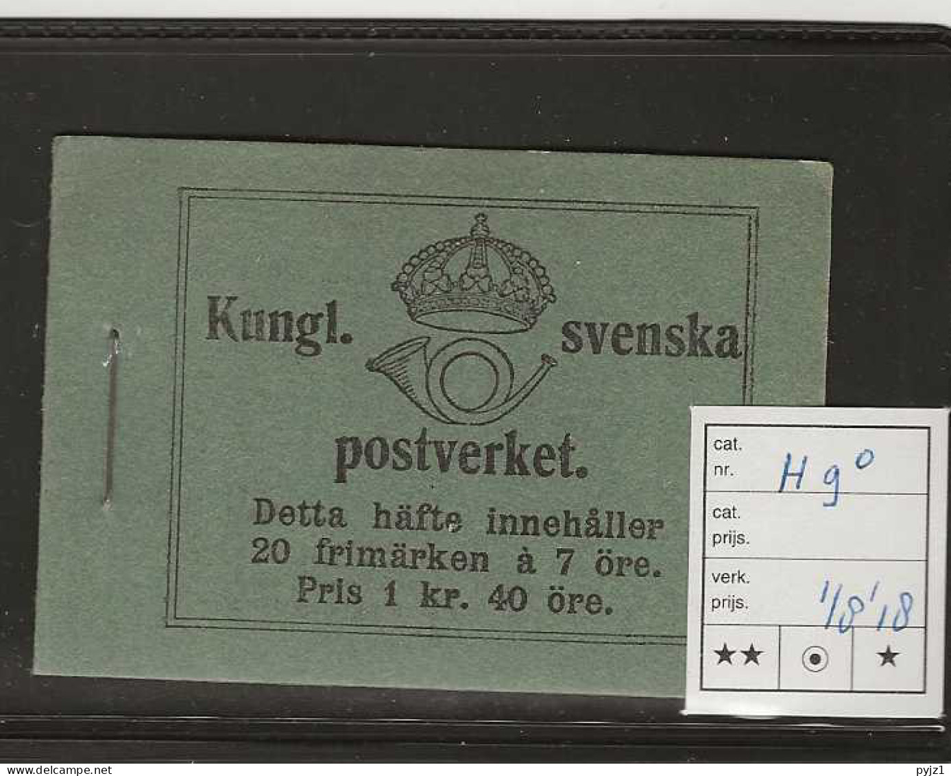1918 MNH  Sweden Booklet Facit H9O, Postfris** - 1904-50