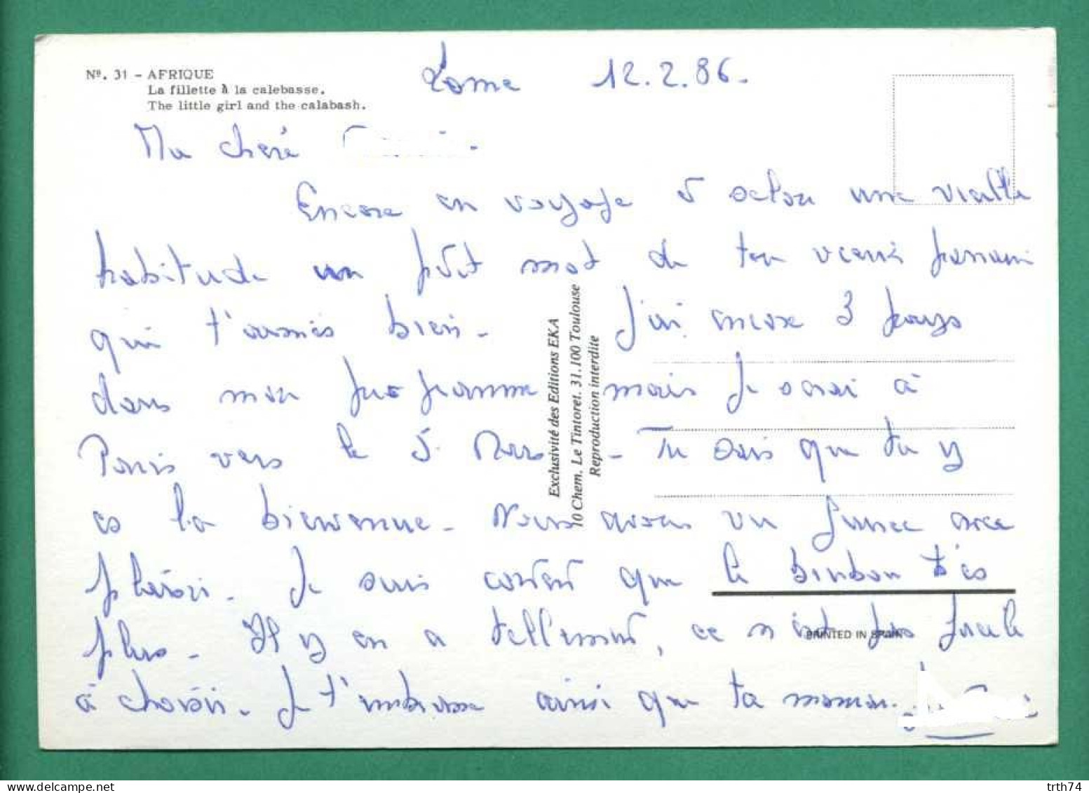 Afrique La Fillette à La Calebasse Editions Eka Toulouse CPM écrite De Lome En 1986 - Togo