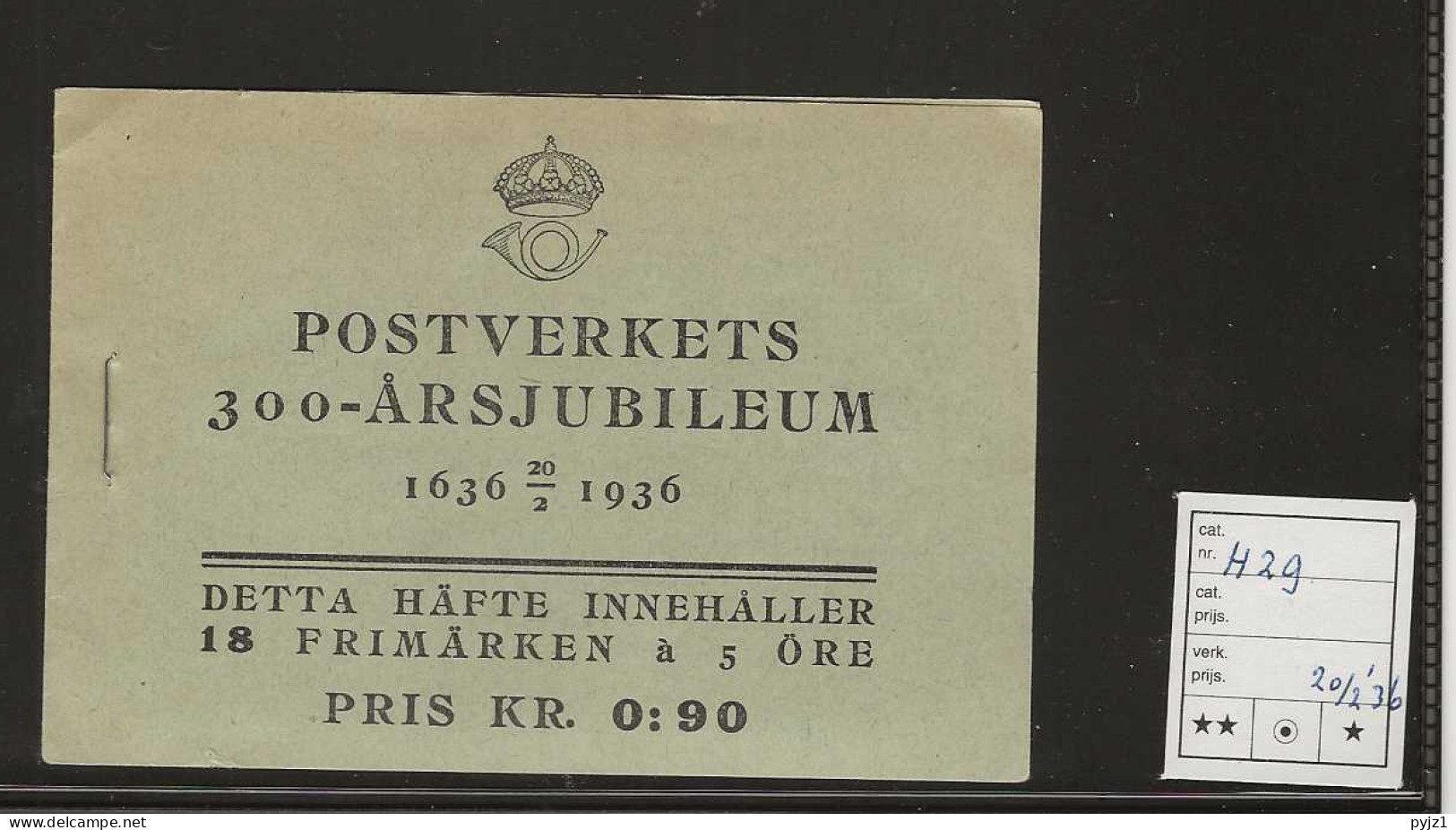 1936 MNH Sweden Booklet Facit H29, Postfris** - 1904-50