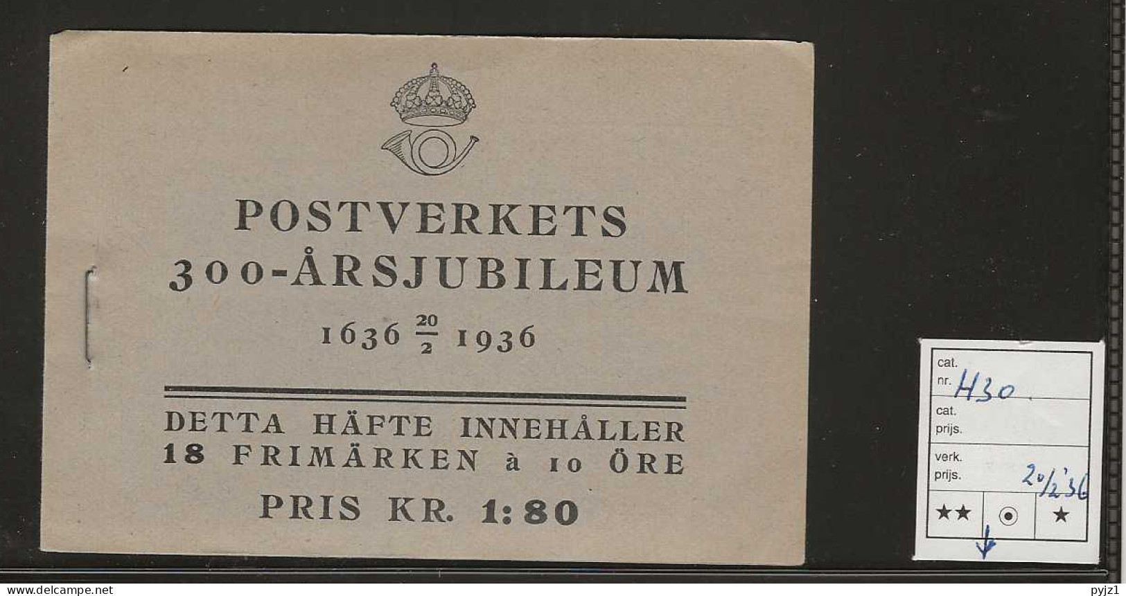 1936 MNH Sweden Booklet Facit H30, Postfris** - 1904-50