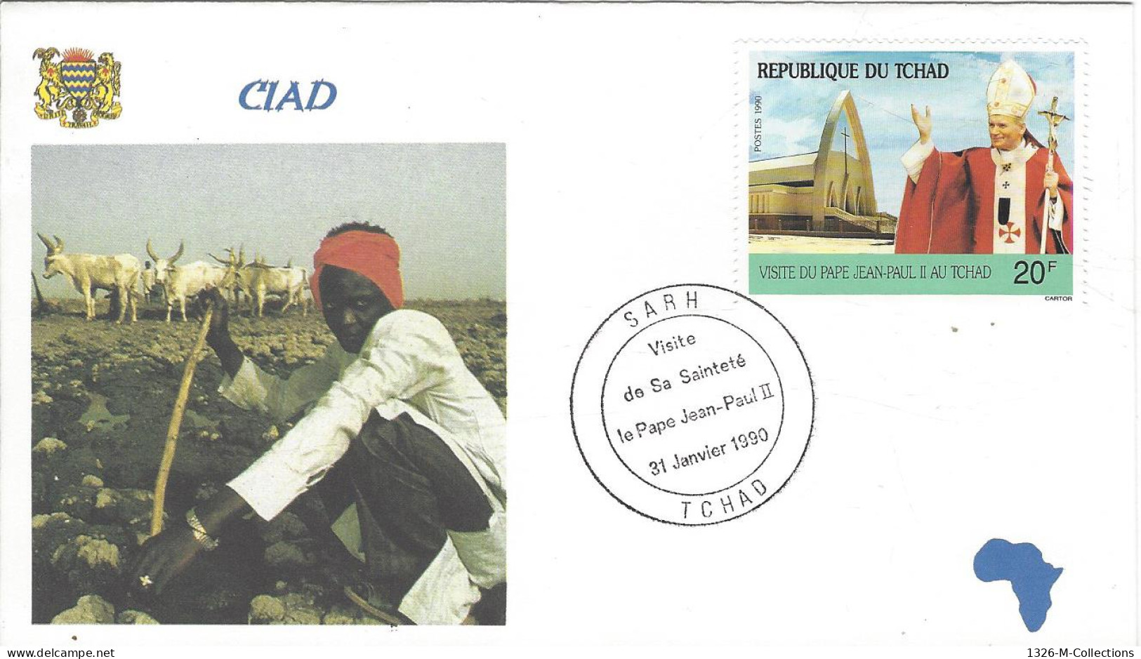 Envellope Visite Du Pape Jean Paul II TCHAD N° 516 Y & T - Tchad (1960-...)