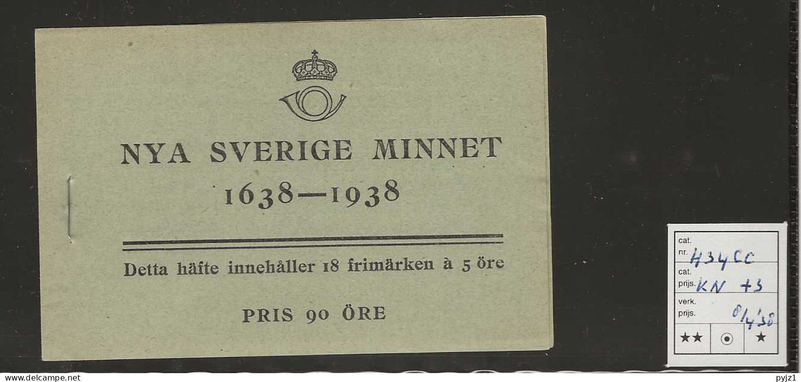 1938 MNH Sweden Booklet Facit H34-CC, Postfris** - 1904-50