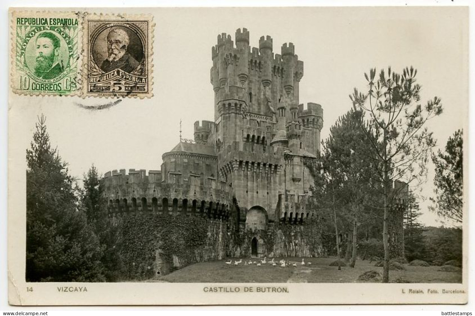 Spain 1932 RPPC Postcard Vizcaya - Castillo De Butron; Scott 516-517 Margall & Costa - Vizcaya (Bilbao)