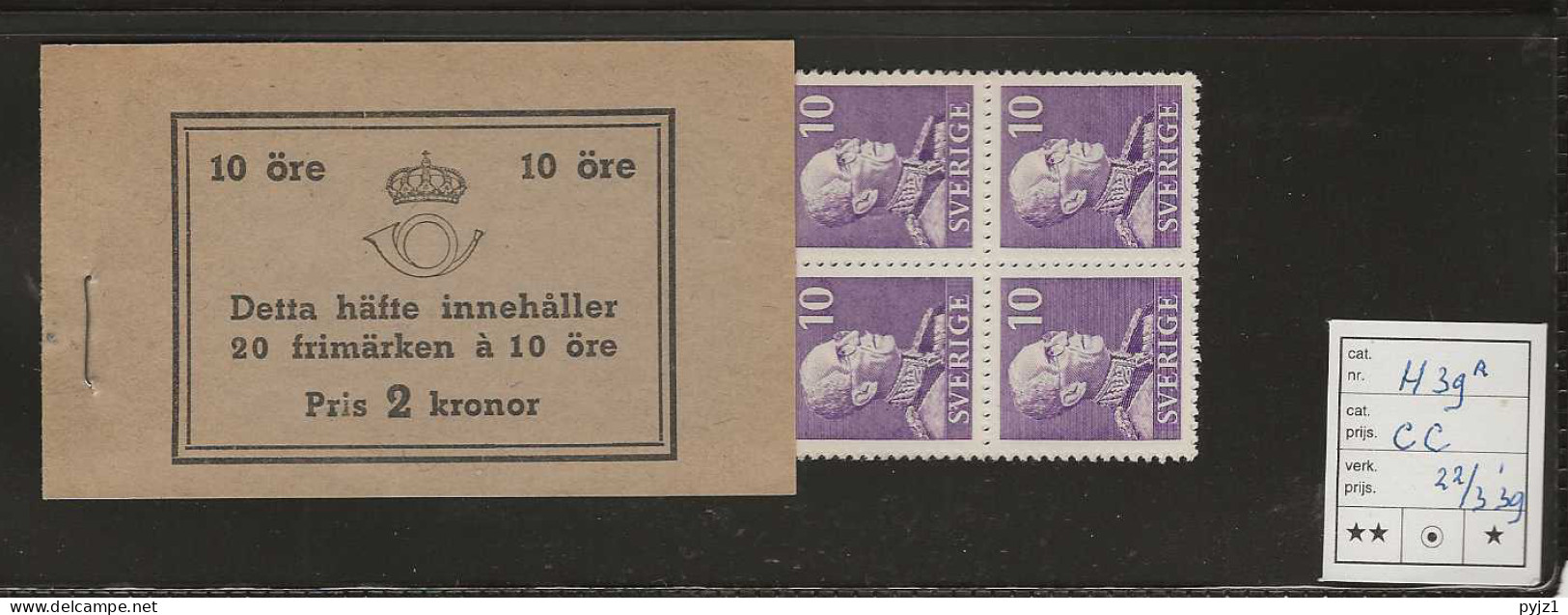 1939 MNH Sweden Booklet Facit H39-CC-R Postfris** - 1904-50