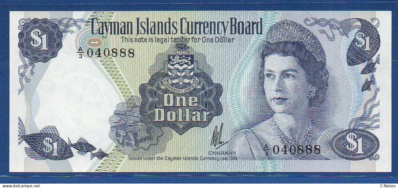 CAYMAN ISLANDS - P. 5a –  1 Dollar L.1974 AUNC, S/n A/3 040888 - Kaimaninseln