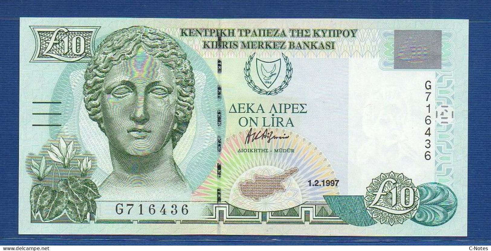 CYPRUS - P.59 – 10 Pounds / Lirai / Lira 1.2.1997 UNC-, S/n G716436 - Zypern