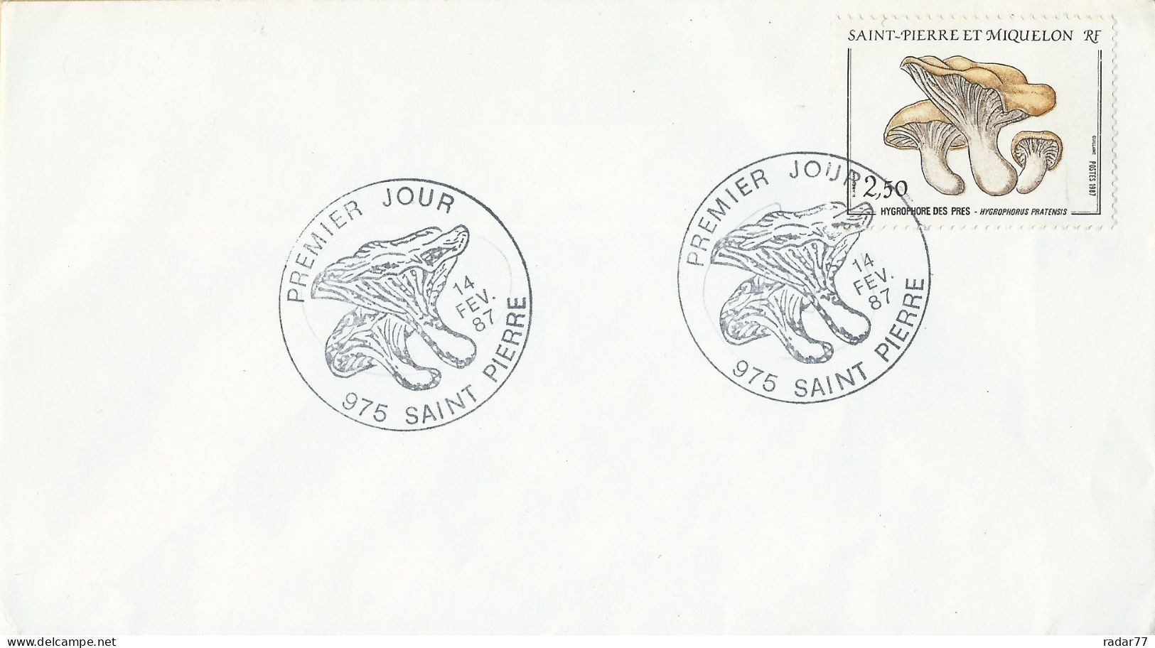 1er Jour FDC Saint-Pierre Et Miquelon N°475 Hygrophore Des Prés - 14 Février 1987 - FDC