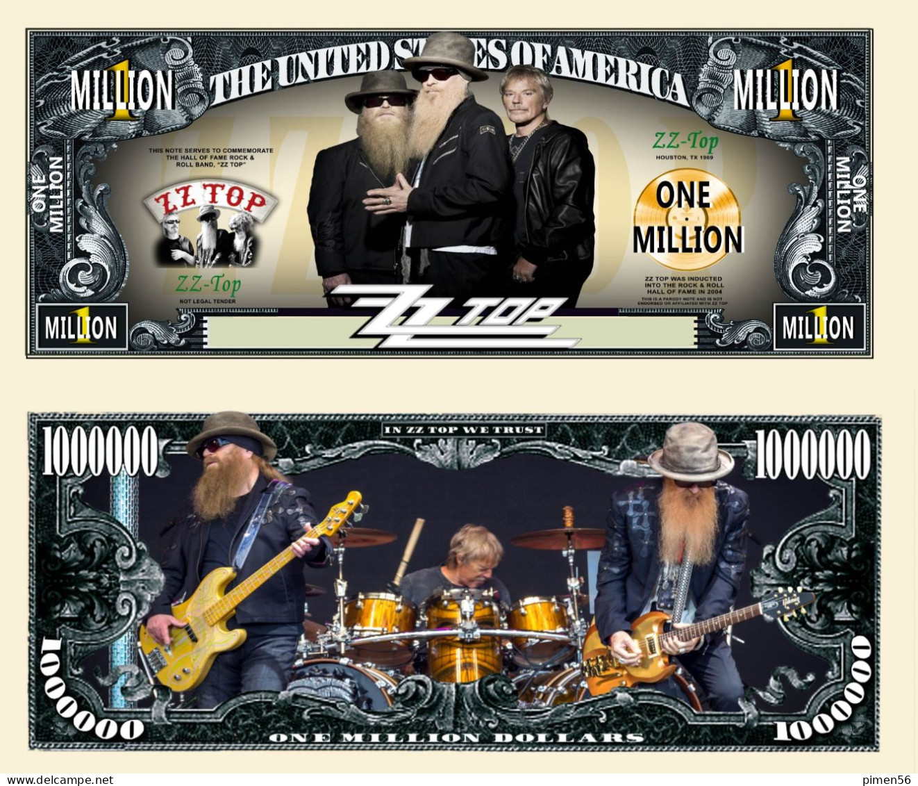 !!! USA - FANTASY NOTE -   ZZ  TOP   BAND , 2021 - UNC - Autres & Non Classés