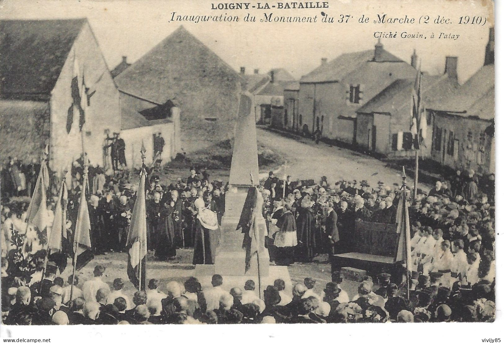 28 - LOIGNY LA BATAILLE - Belle Vue Animée Peu Courante De L'inauguration Du Monument Du 37è De Marche -1910 - Loigny