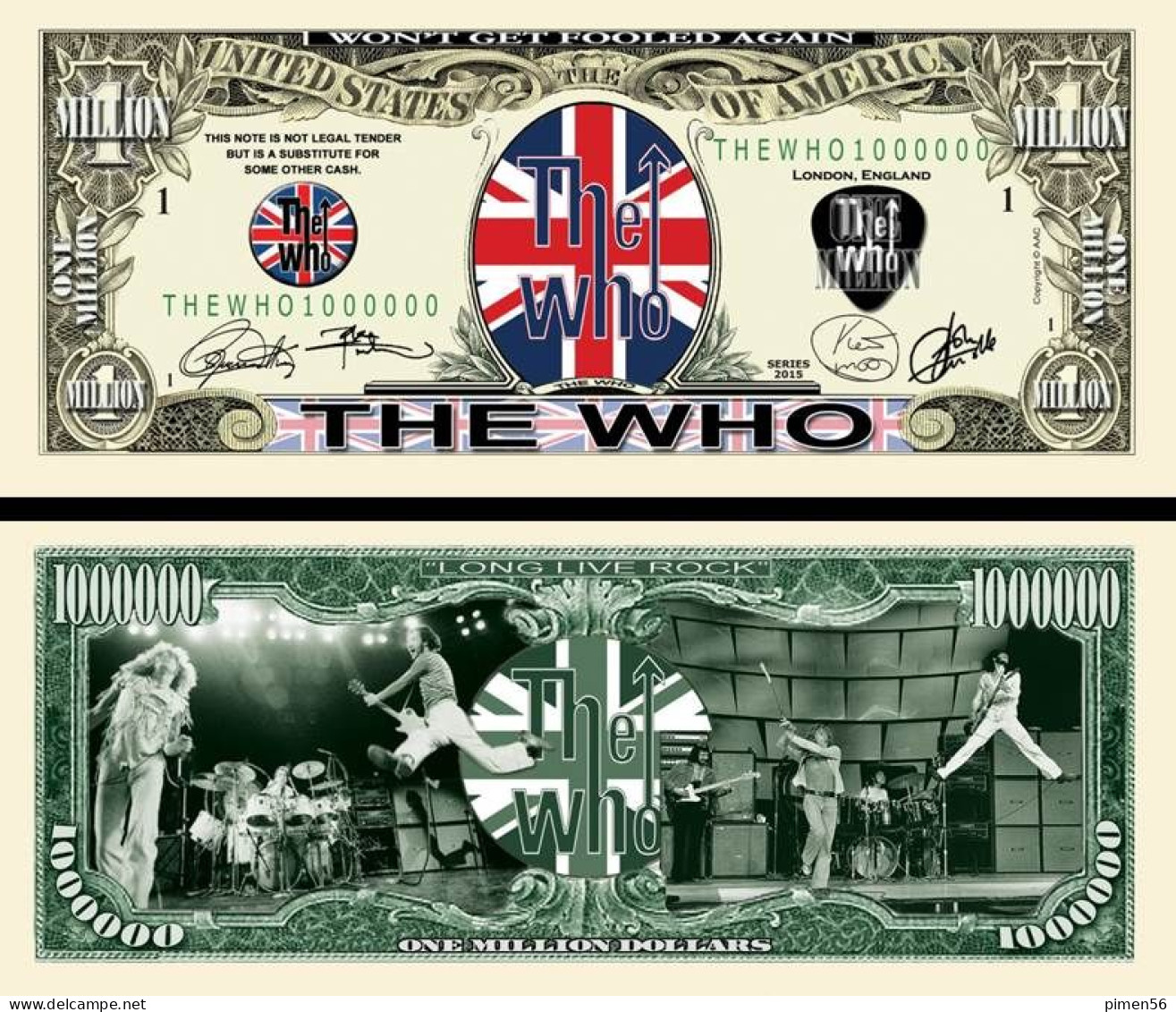 !!! USA - FANTASY NOTE -   THE  WHO   BAND , 2015 - UNC - Autres & Non Classés