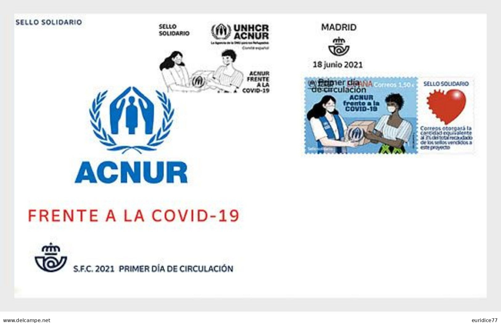 Spain 2021 - ACNUR Frente Al COVID-19 FDC - FDC