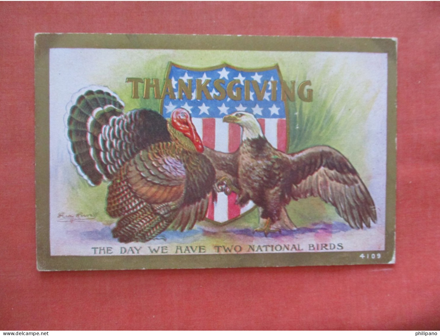 Signed Artiist  Thanksgiving. The Day We Have Two National Birds       Ref 6047 - Giorno Del Ringraziamento