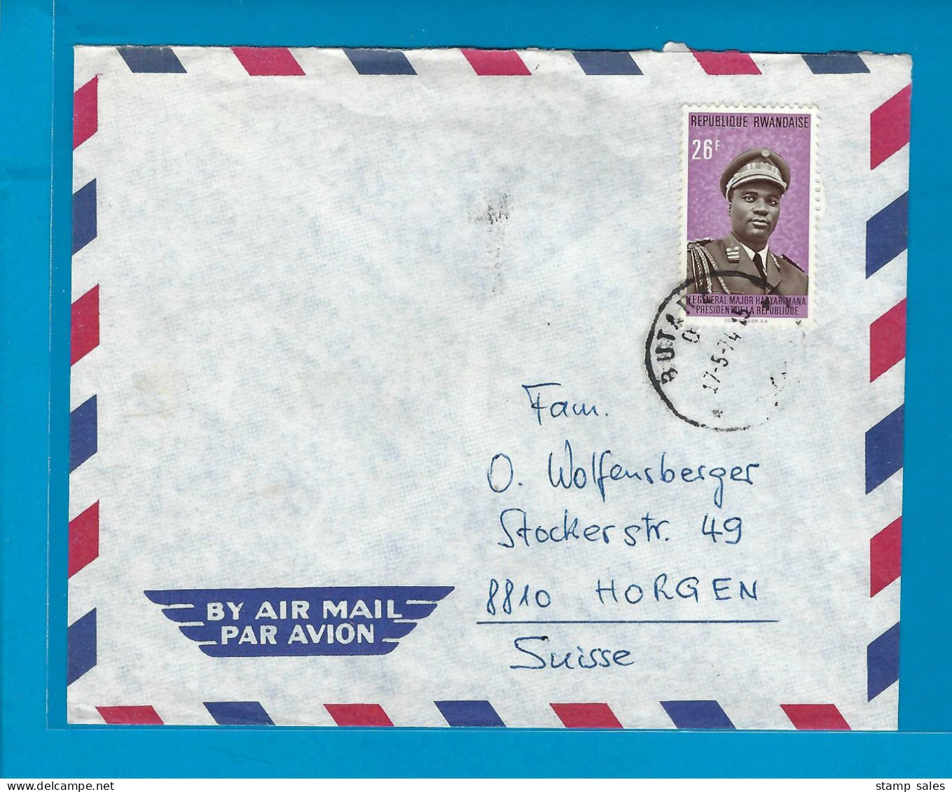 Rwanda N°576 Cover Butare Naar Horgen (Zwitserland) 17/05/1974 UNG - Brieven En Documenten