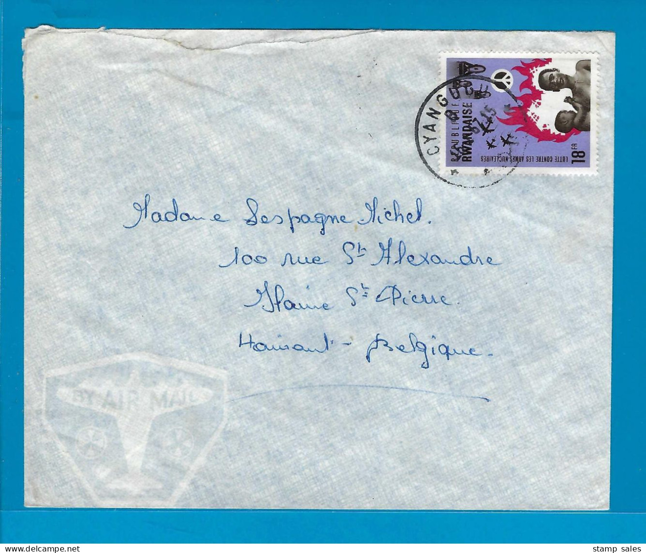 Rwanda Omslag Cyangugu Naar Hainaut (België) 16/01/1967 UNG - Storia Postale