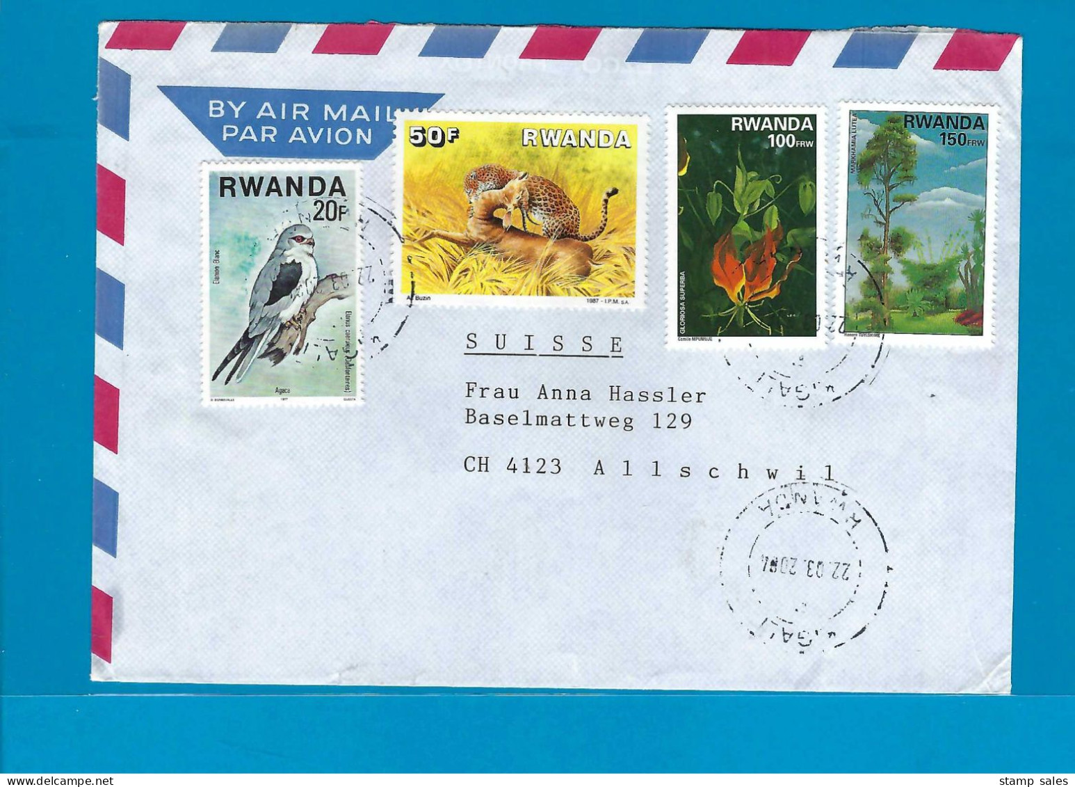 Rwanda Omslag Gitarama Naar Allschwil (Zwitserland) 22/03/2004 UNG - Lettres & Documents