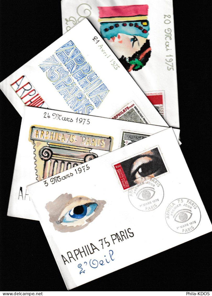 4 FDC UNIQUES CAR PEINTES A LA MAIN : " ARPHILA 75 " N° YT 1830 à 33 Admirez Le Travail De L'Artiste ! - 2020-…