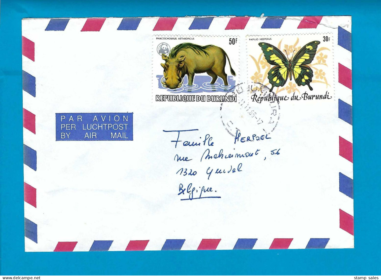 Burundi N°899 Omslag Bujumbura Naar Genval (België) 11/11/1986 UNG - Briefe U. Dokumente