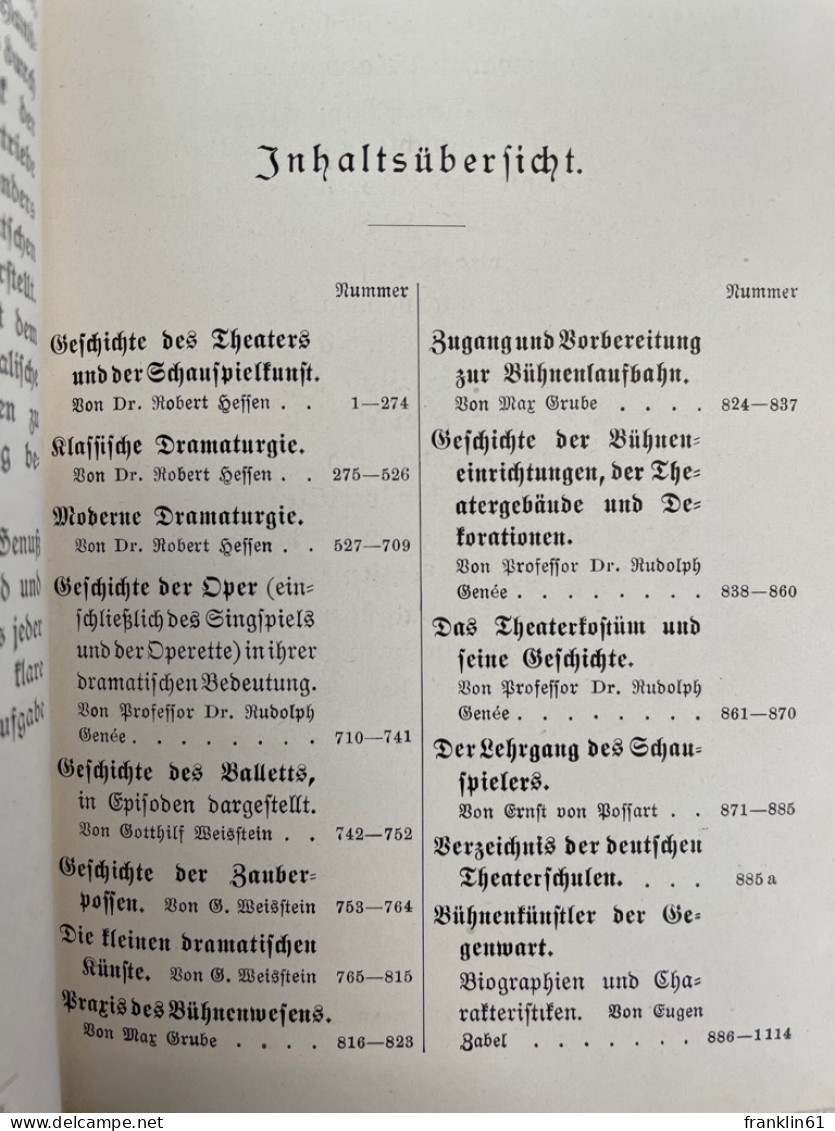 Das Goldene Buch Des Theaters. Eine Hauskunde Für Jedermann. - Théâtre & Danse