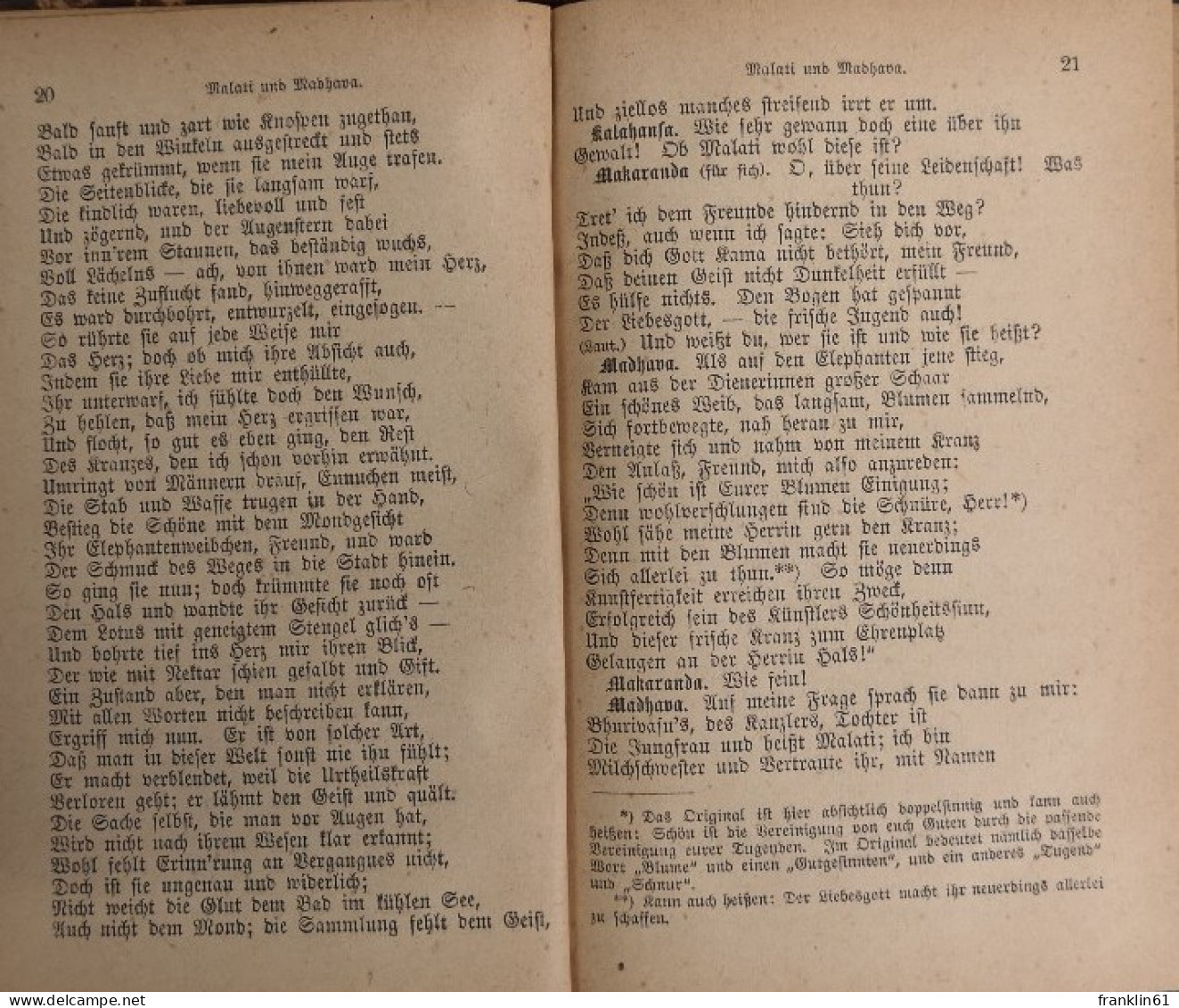 Malati Und Madhava. Ein Indisches Drama. - Poesía & Ensayos