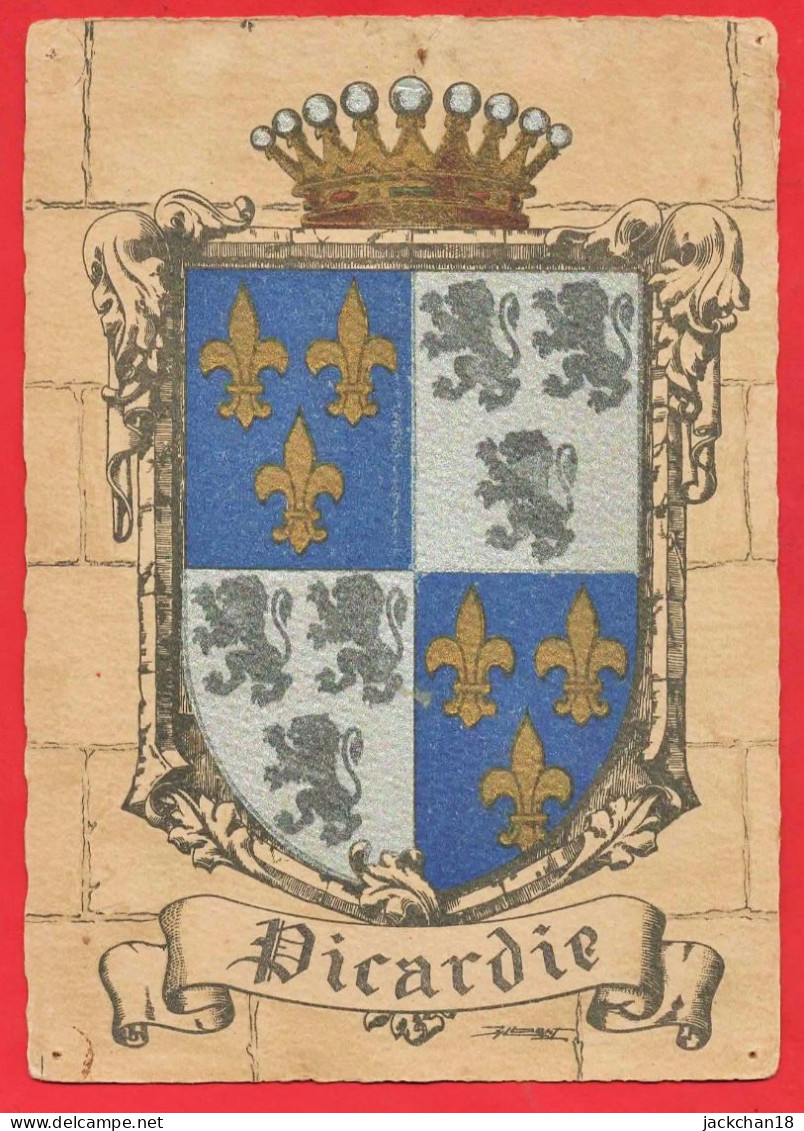 -- HERALDIQUE / CARTE ILLUSTREE / BLASON  PICARDIE  / BARRE - DAYEZ -- - Picardie