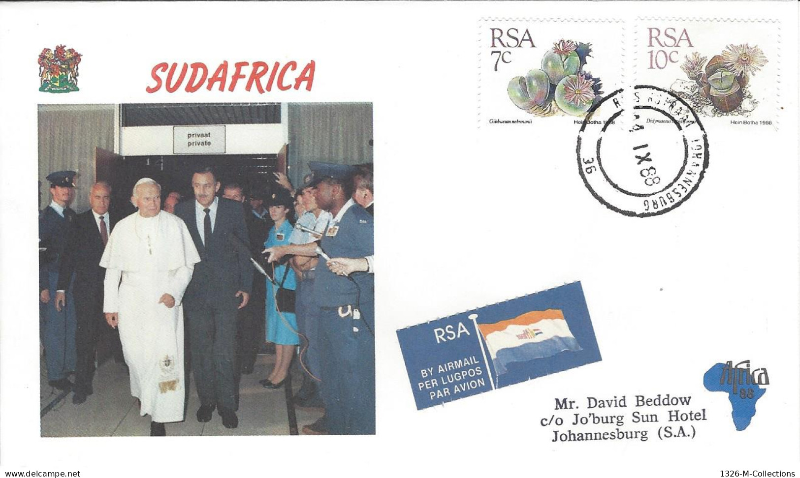 Envellope Voyage Du Pape Jean Paul II AFRIQUE DU SUD - FDC