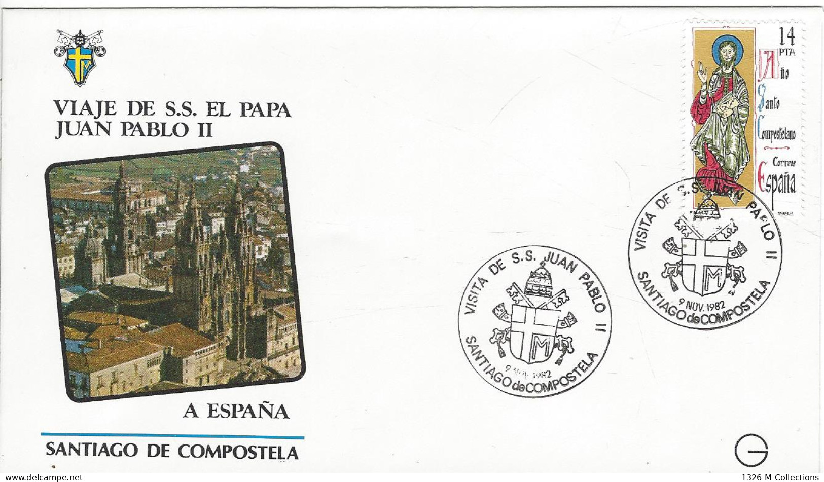 Envellope Voyage Du Pape Jean Paul II ESPAGNE N° 2277 Y & T - FDC