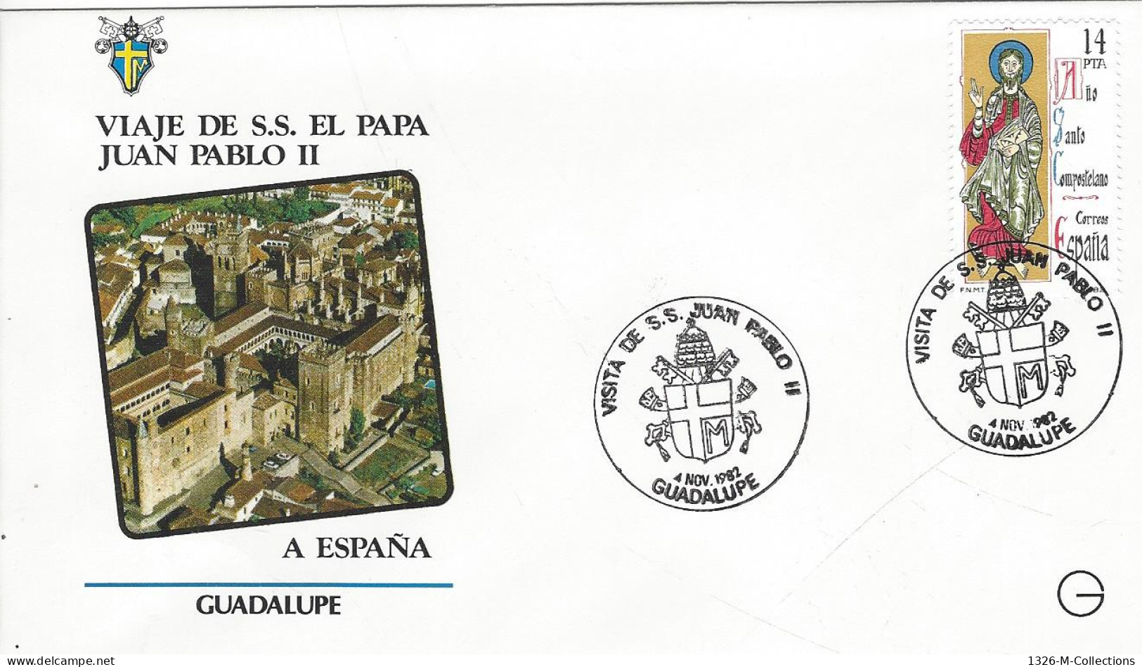 Envellope Voyage Du Pape Jean Paul II ESPAGNE N° 2277 Y & T - FDC