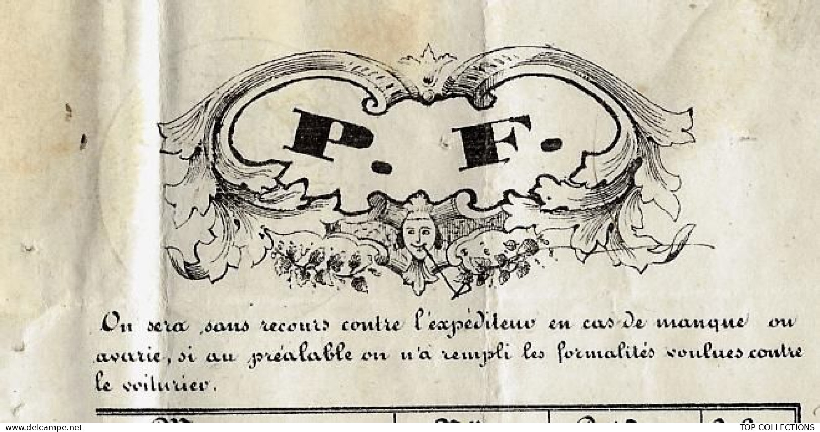 1853  ROULAGE TRANSPORT LETTRE DE VOITURE «ENTETE « P.F. » De Villefranche (Rhone) Pour Montlieu Charente Balle Tissu - 1800 – 1899