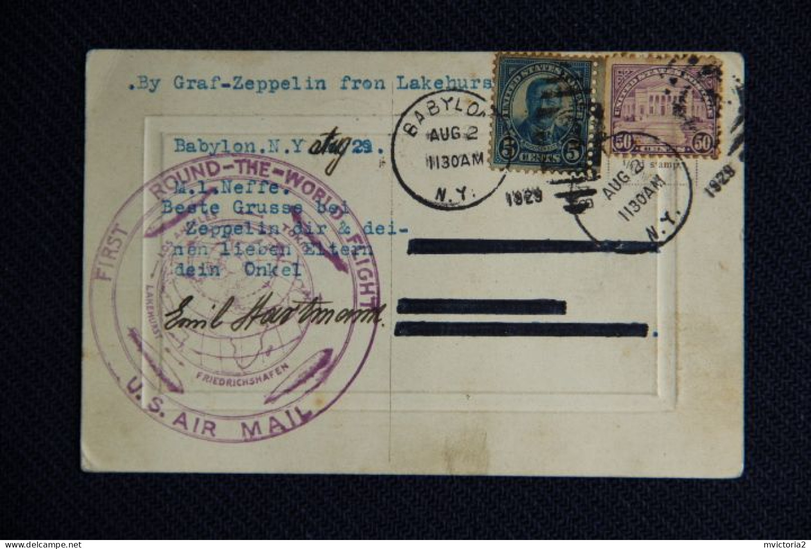 Carte Postale Ayant Voyagée By GRAF ZEPPELIN  LZ 127 ( 1929 ) - Dirigeables