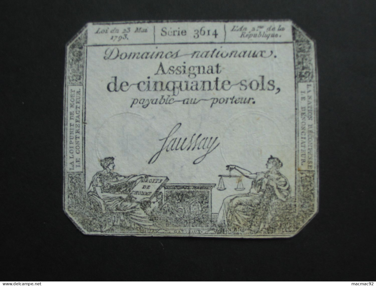 Domaines Nationaux - Assignat De Cinquante Sols - Loi Du 23 Mai 1793  **** EN ACHAT IMMEDIAT **** - Assignats & Mandats Territoriaux