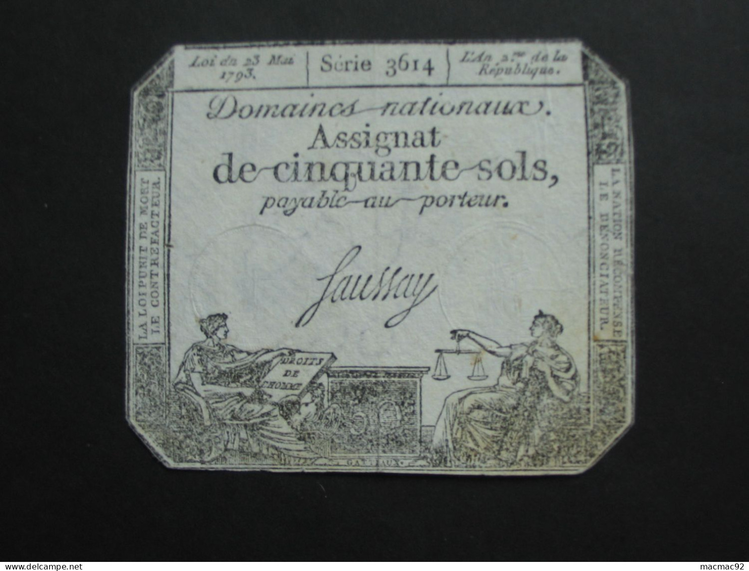 Domaines Nationaux - Assignat De Cinquante Sols - Loi Du 23 Mai 1793  **** EN ACHAT IMMEDIAT **** - Assignats