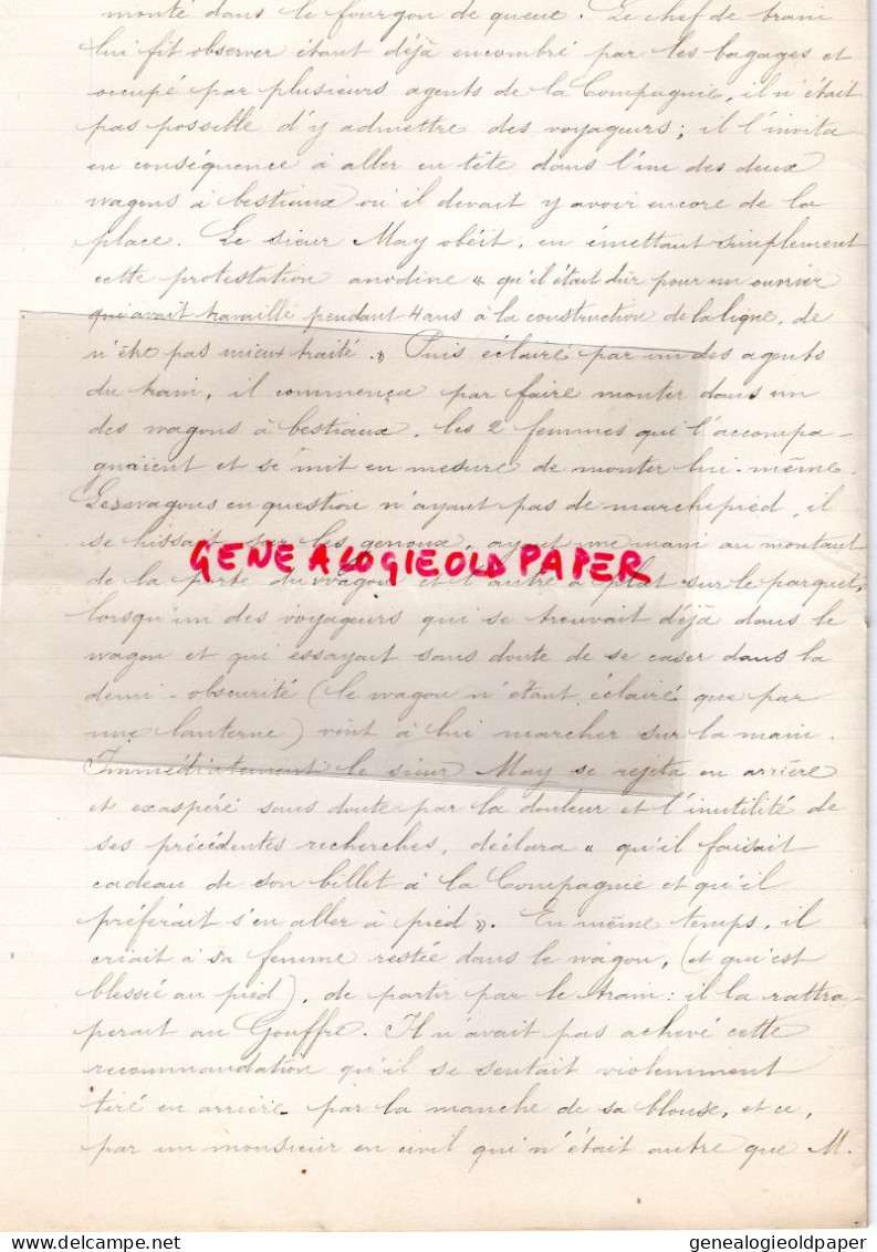 77-LA FERTE SOUS JOUARRE-MEAUX-51-MONTMIRAIL-CHEMINS DE FER RAPPORT COMMISSAIRE SURVEILLANCE-GRIMOUILLE 1891-BOULLEROT - Transport