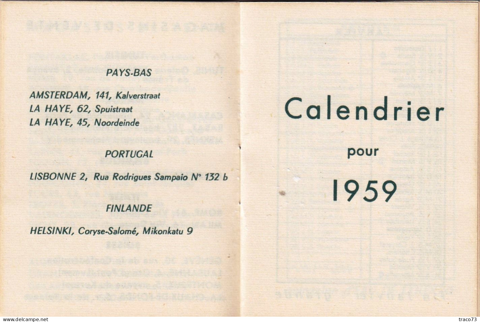 CORYSE SALOME  CREATION - PARIS  /   Calendrier Pour 1959 _ Formato 6 X 8 Cm - Petit Format : 1941-60